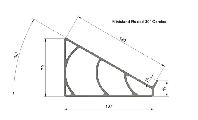 Ministand erhöht 30° für Audiointerface Sequenzer kleine Synthesizer uvm 16 Bemaßung Ministand 30° Cercles